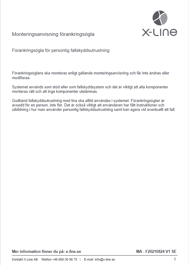 Monteringsanvisning förankringsögla